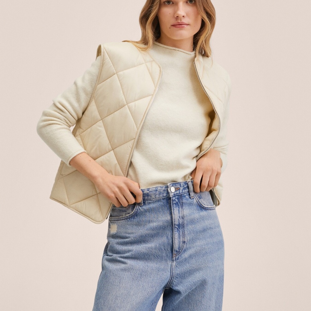 Women's Cream Quilted Vest